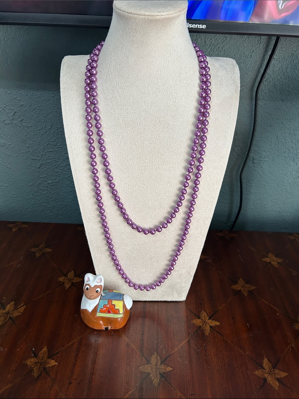 Purple Beaded Long single Strand Necklace - Unbranded